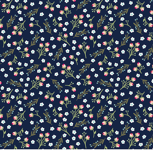 Alpine Valley - Winter Roses - Navy