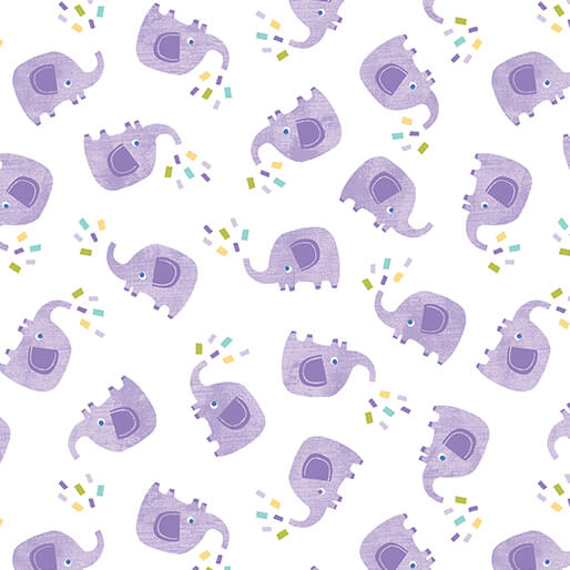 Chalk Baby Flannel - Elephant Play - White/Purple