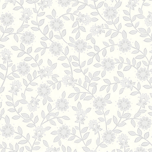 Field Floral 108" - White/Grey