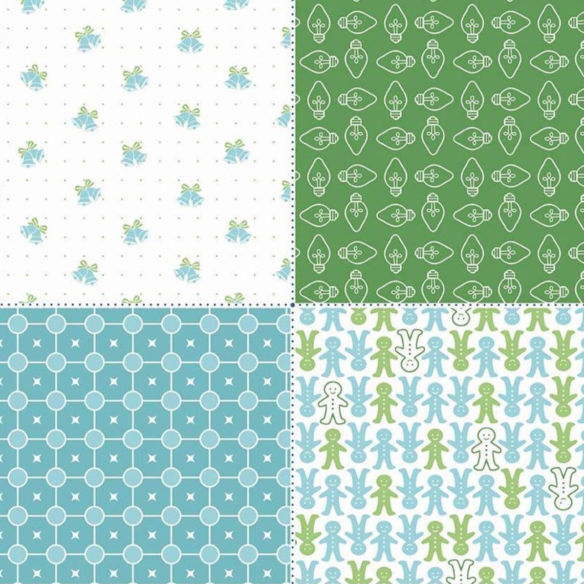 Cozy Christmas - Fat Quarter Panel - Green